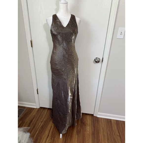 Pinky & Me Dresses & Skirts - Fairycore Halter Top Sleeveless Vintage Y2K 90s Brown Shimmer Bead Prom Dress 6